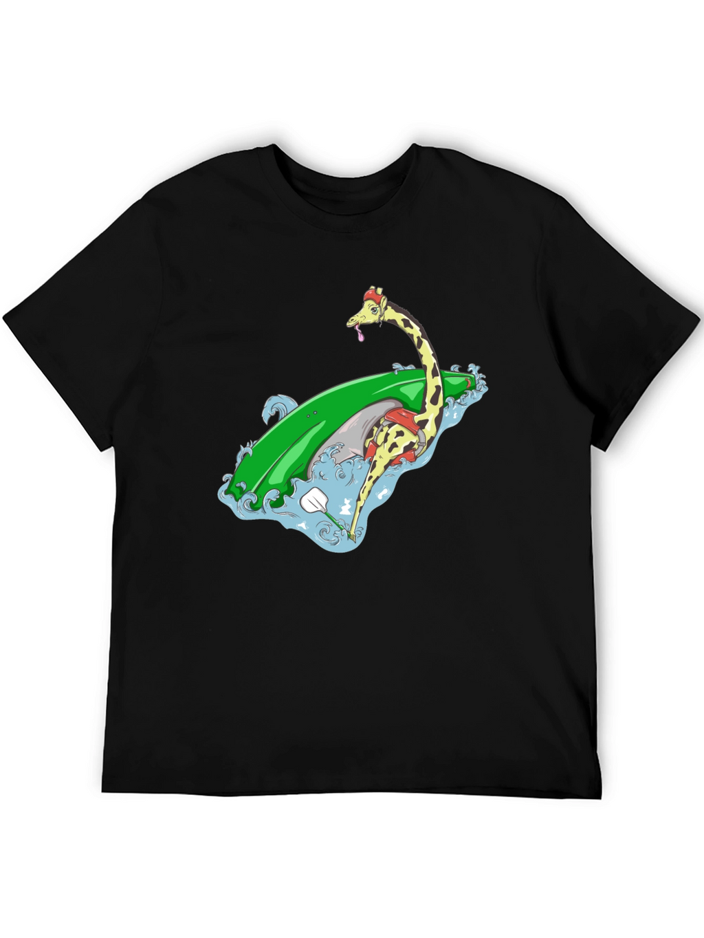 Surfing Giraffe Graphic Tee - Black