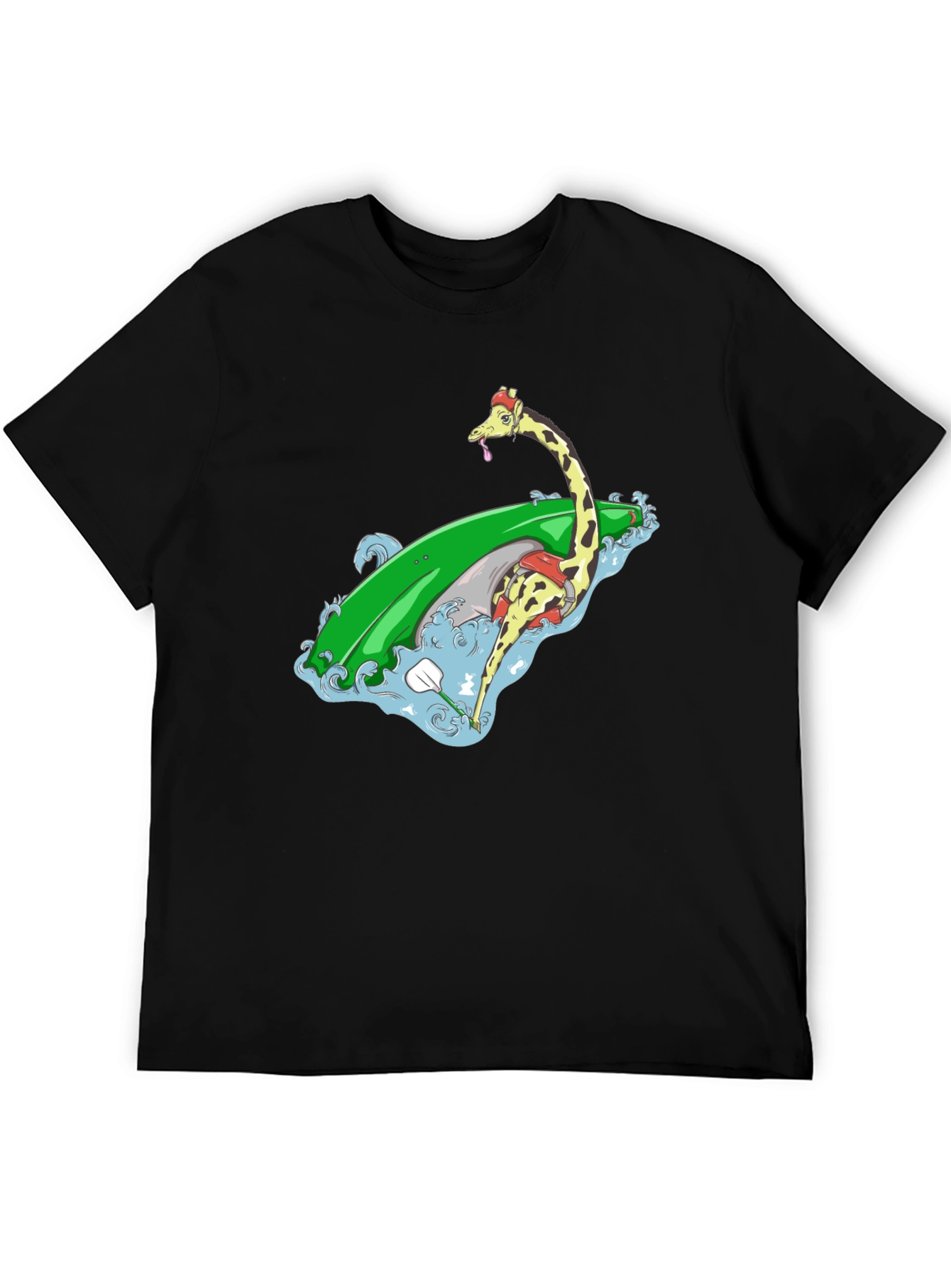 Surfing Giraffe Graphic Tee - Black