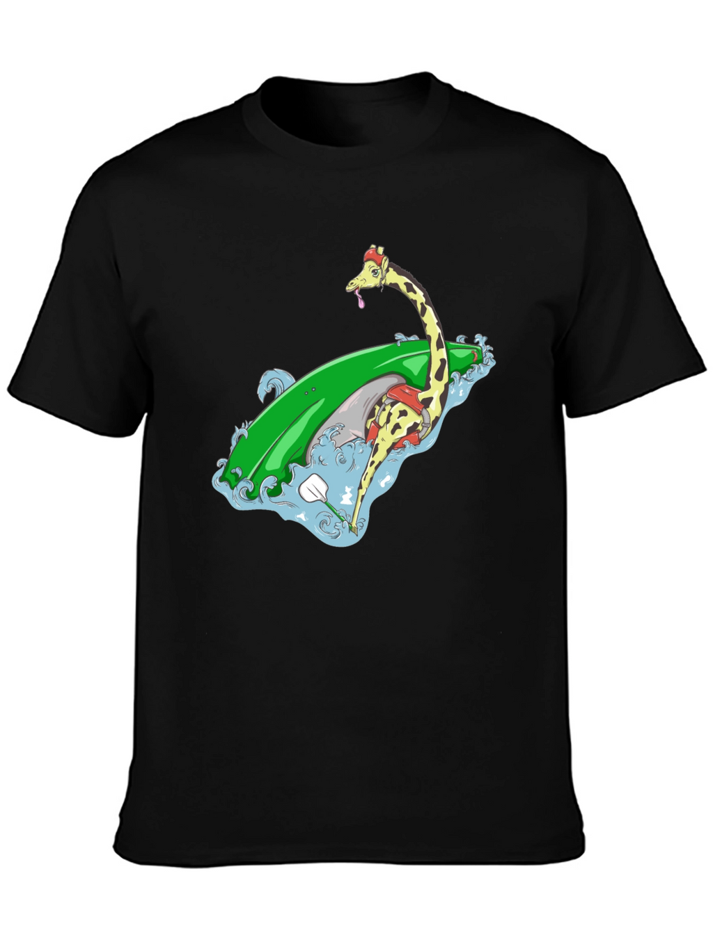 Surfing Giraffe Graphic Tee - Black