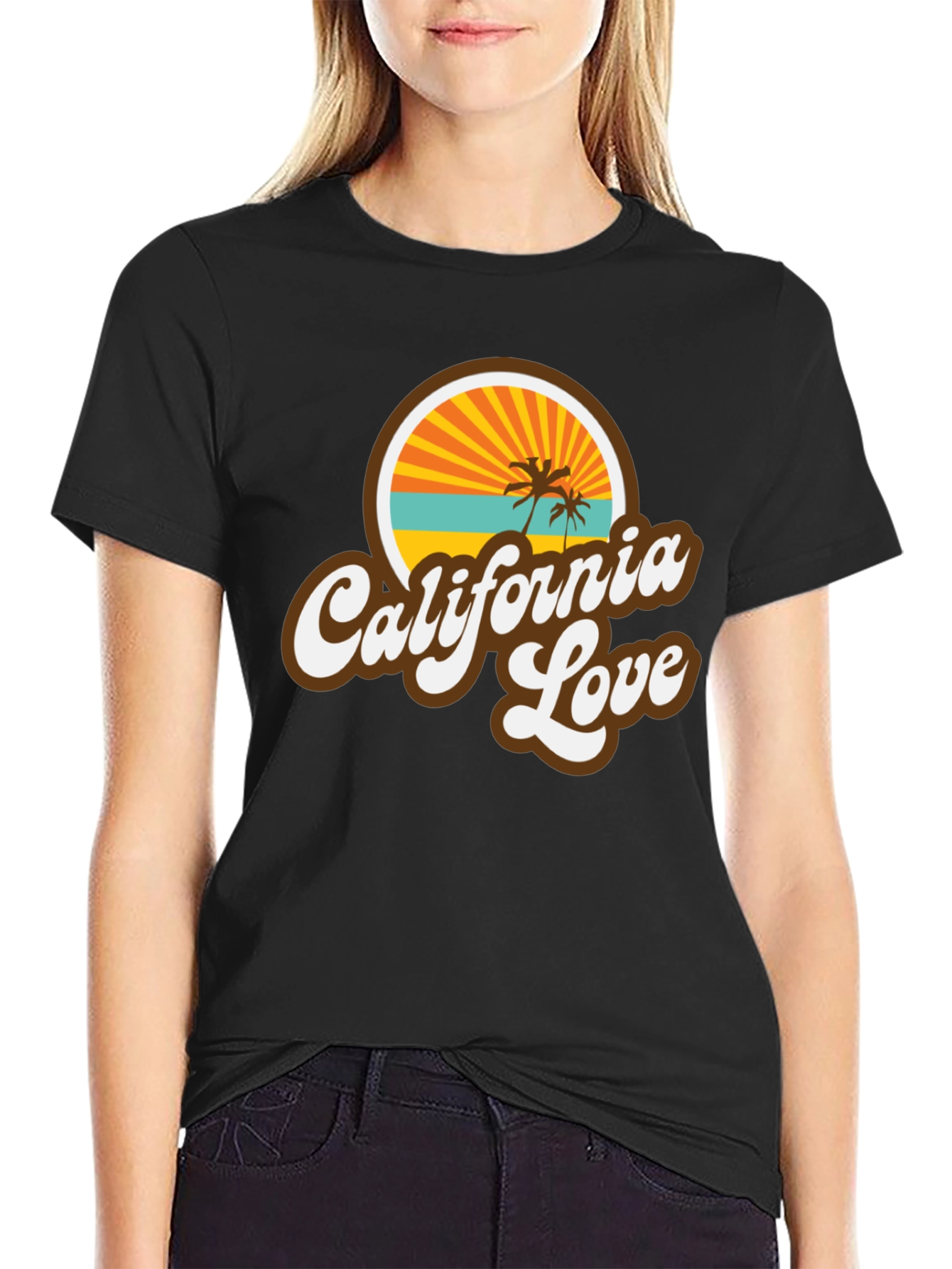 California Love Graphic Tee - Retro Style Black T-Shirt