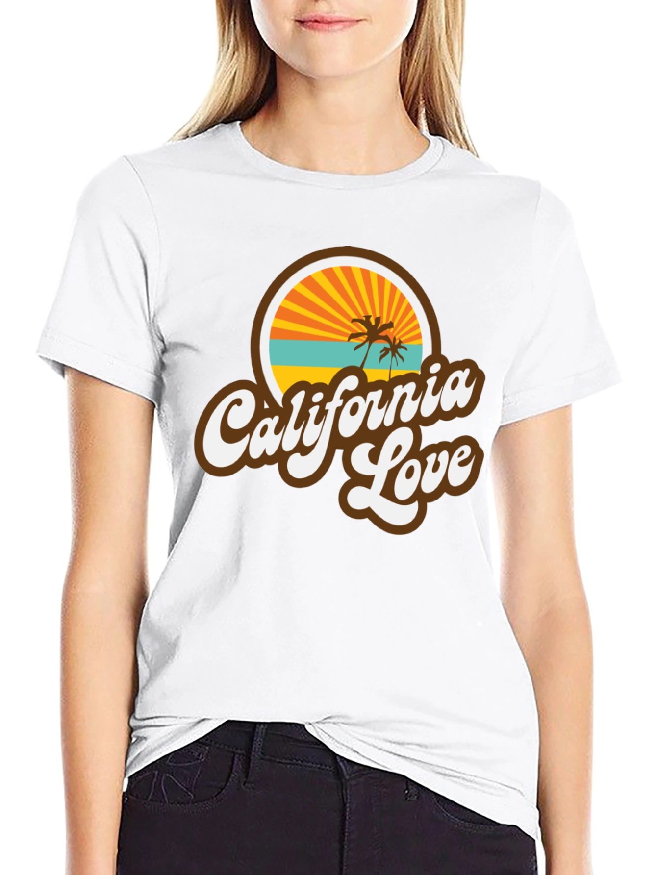 California Love Graphic Tee - Retro Style Black T-Shirt