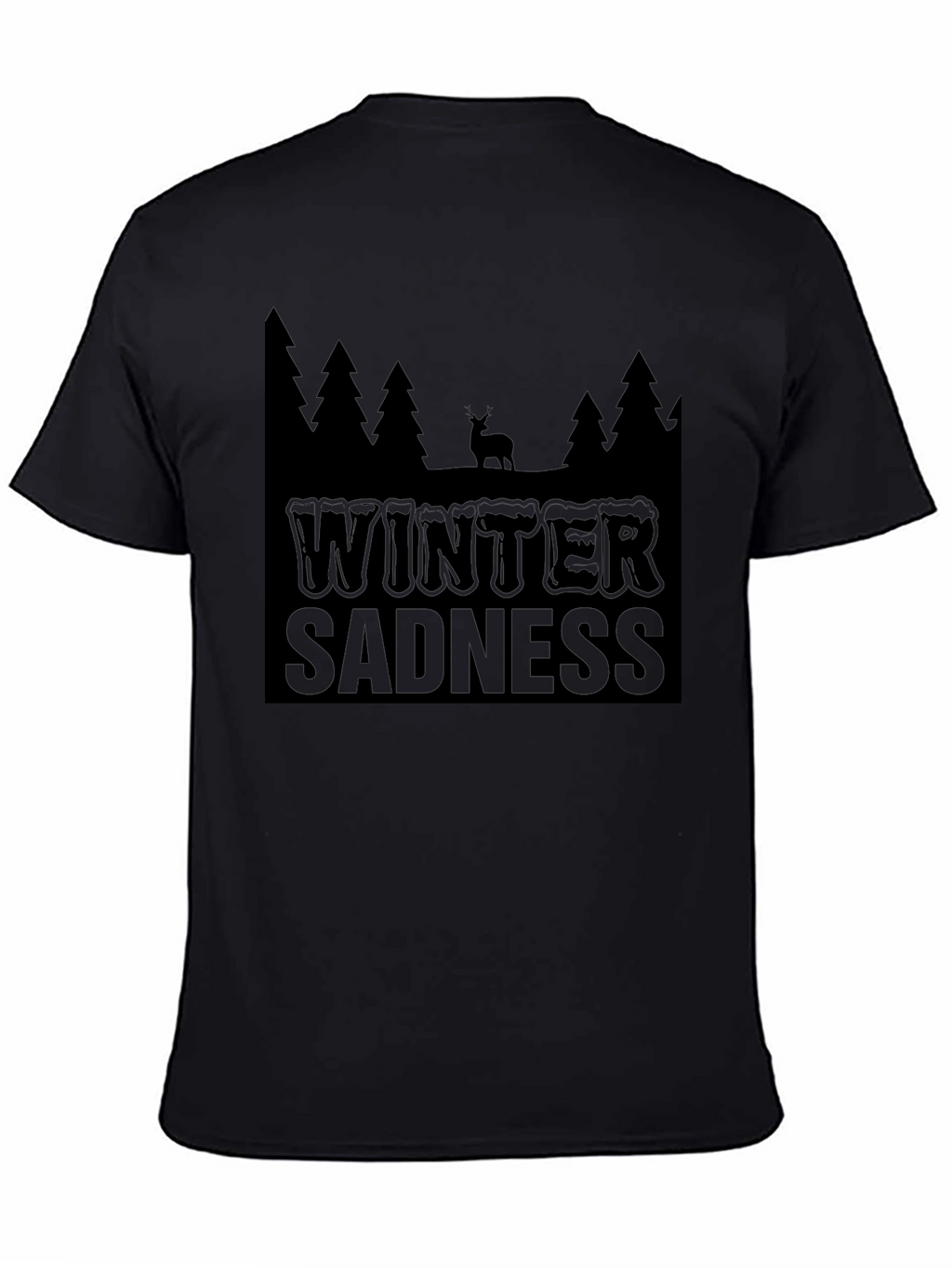 Winter Sadness Black Graphic T-Shirt