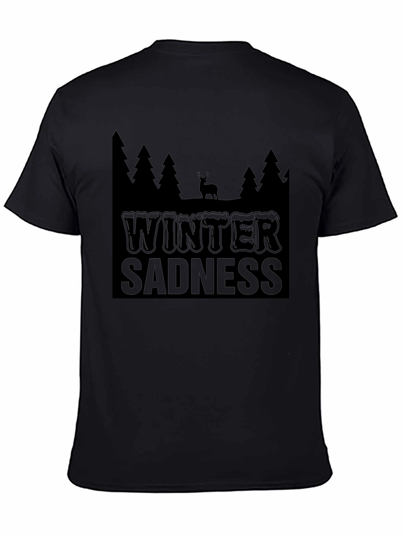 Winter Sadness Black Graphic T-Shirt