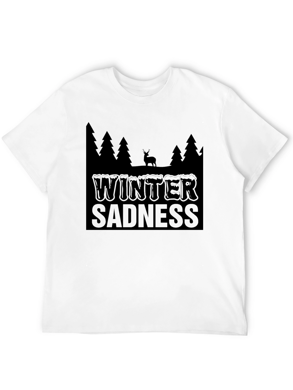Winter Sadness Black Graphic T-Shirt