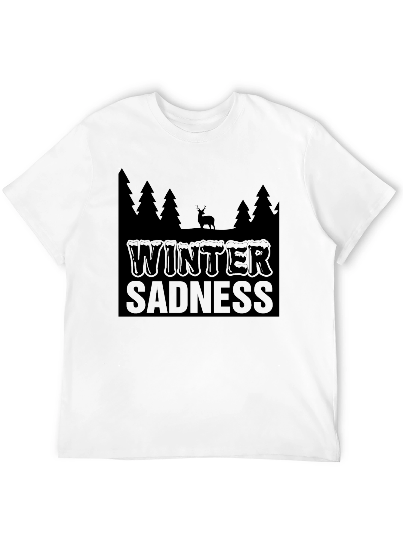 Winter Sadness Black Graphic T-Shirt