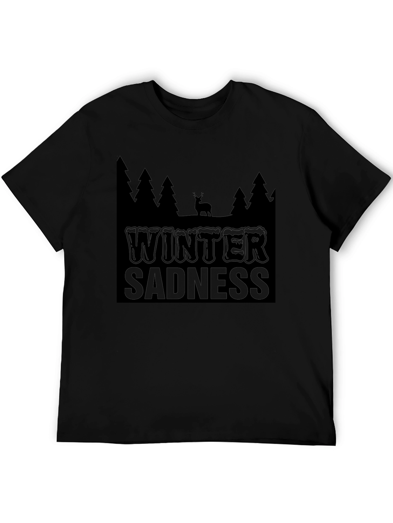 Winter Sadness Black Graphic T-Shirt