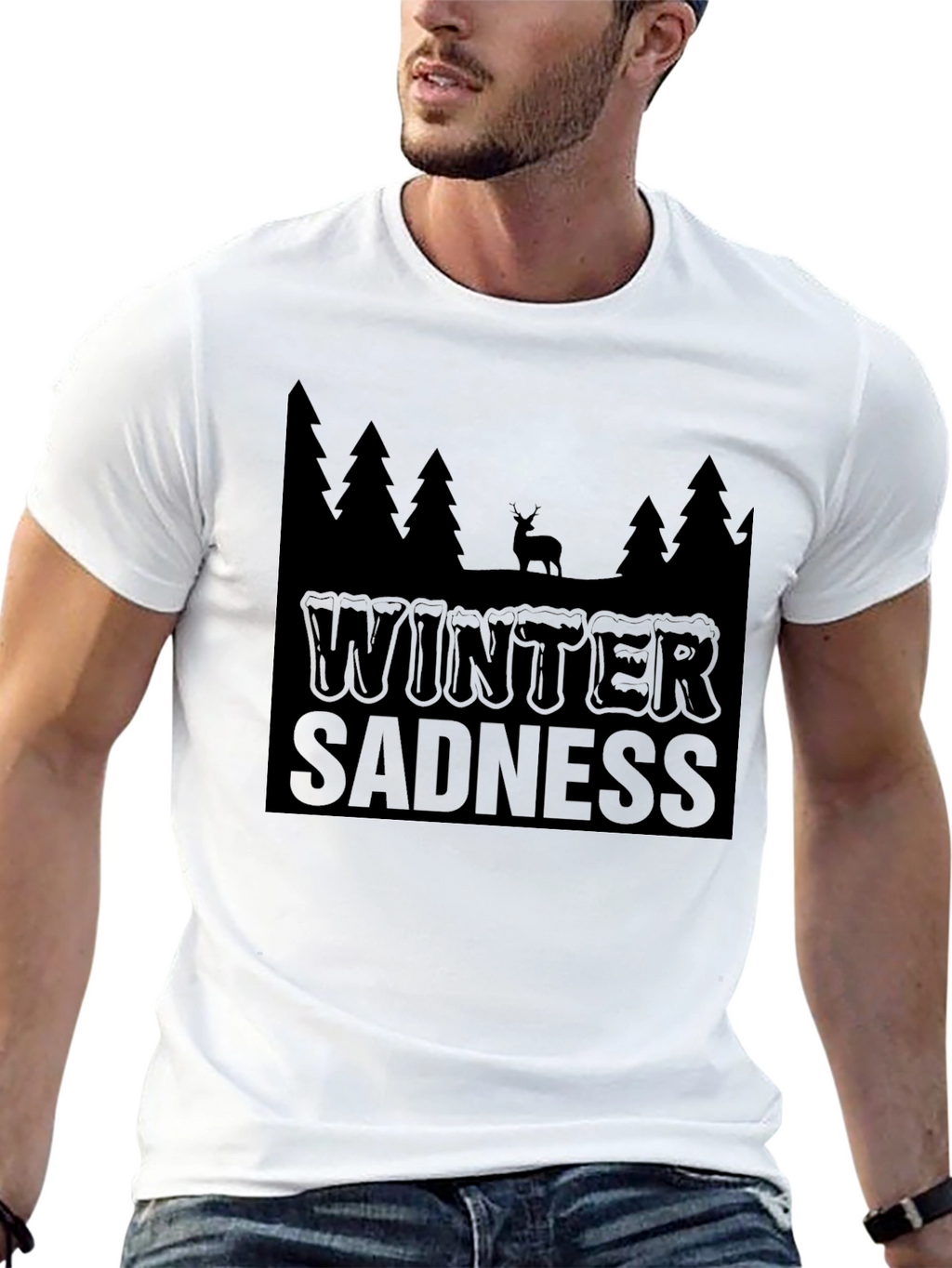Winter Sadness Black Graphic T-Shirt