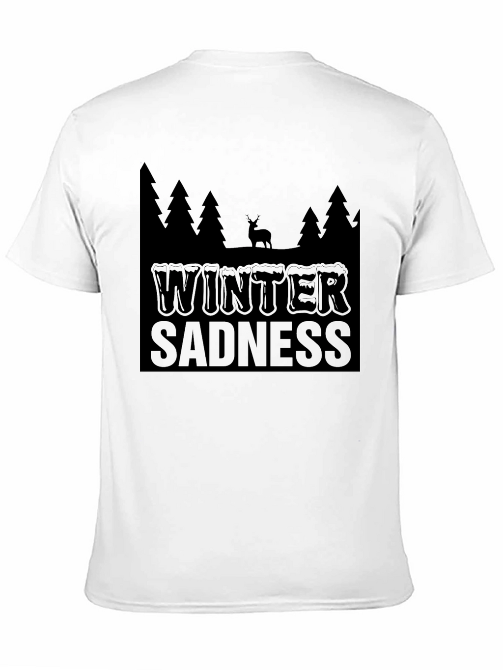 Winter Sadness Black Graphic T-Shirt