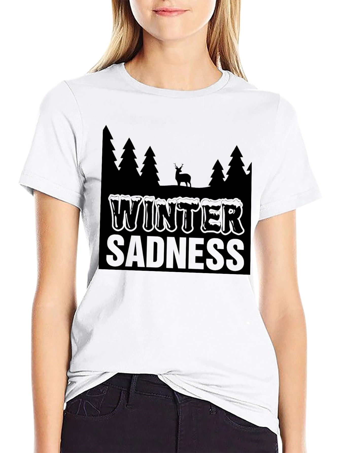 Winter Sadness Black Graphic T-Shirt