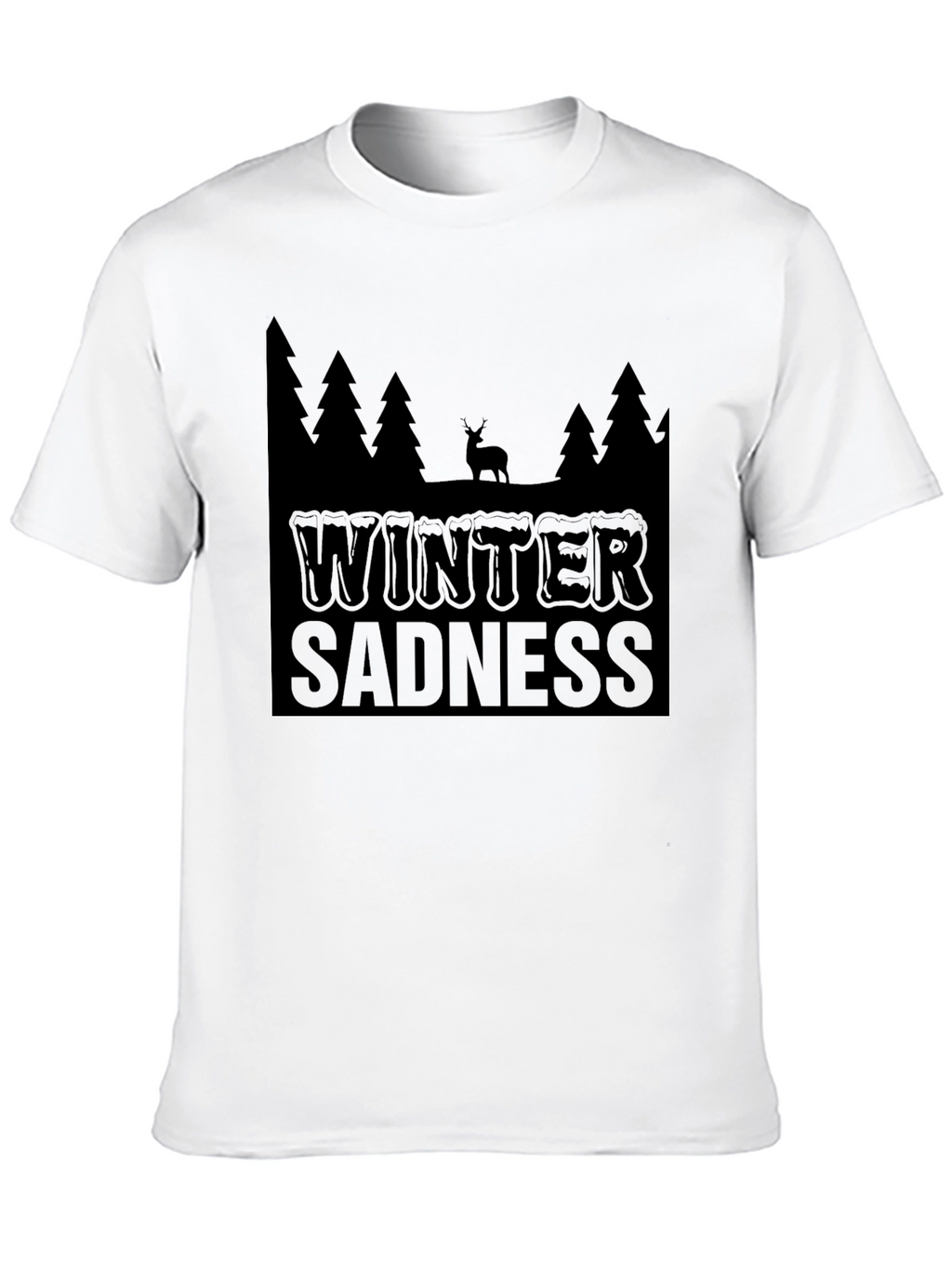 Winter Sadness Black Graphic T-Shirt