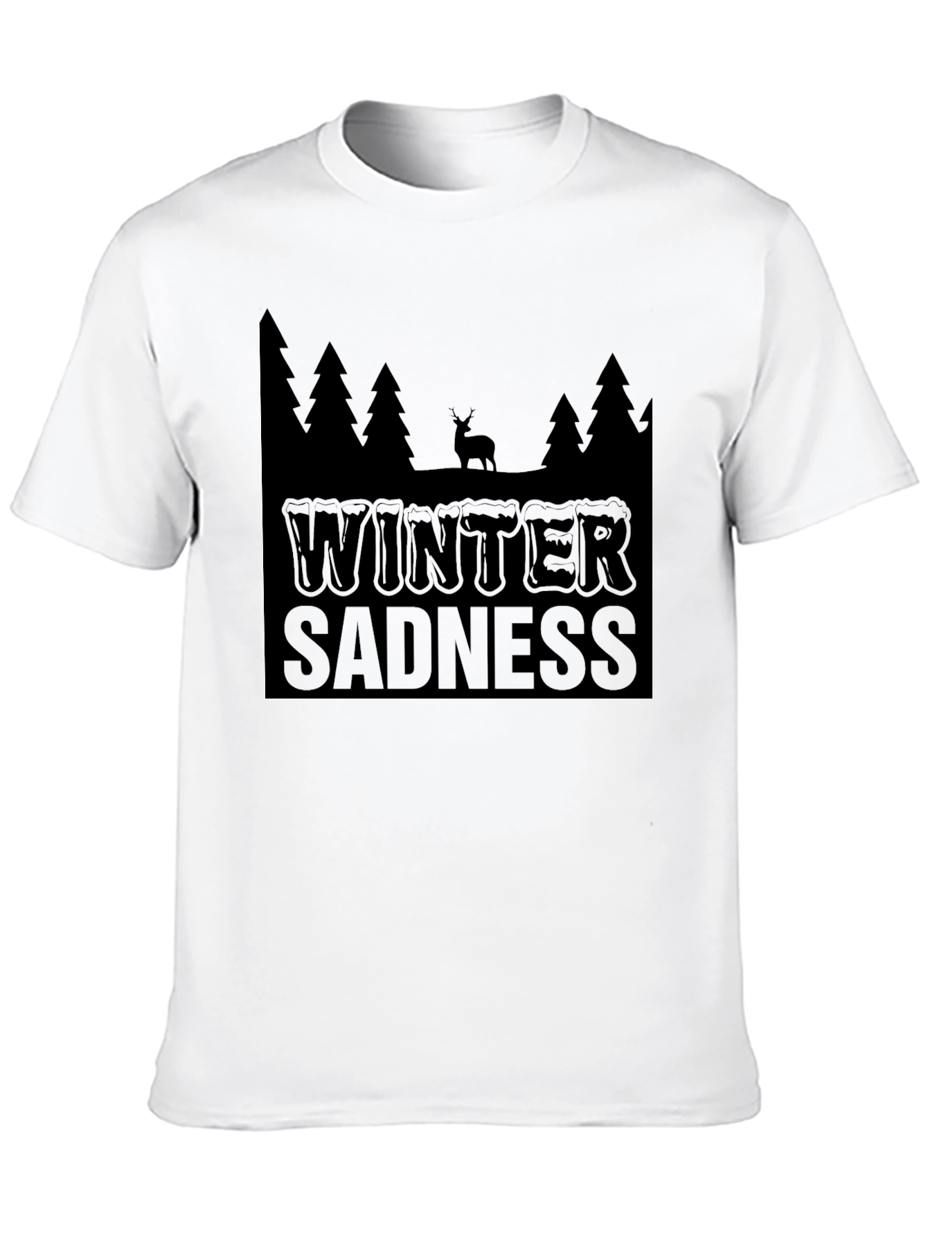 Winter Sadness Black Graphic T-Shirt