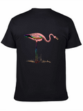 Flamingo Graphic Tee - Mens Black Cotton Shirt