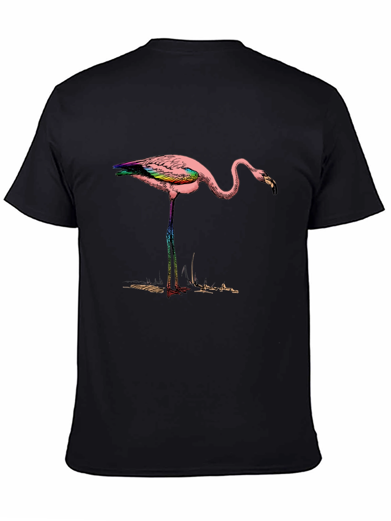 Flamingo Graphic Tee - Mens Black Cotton Shirt