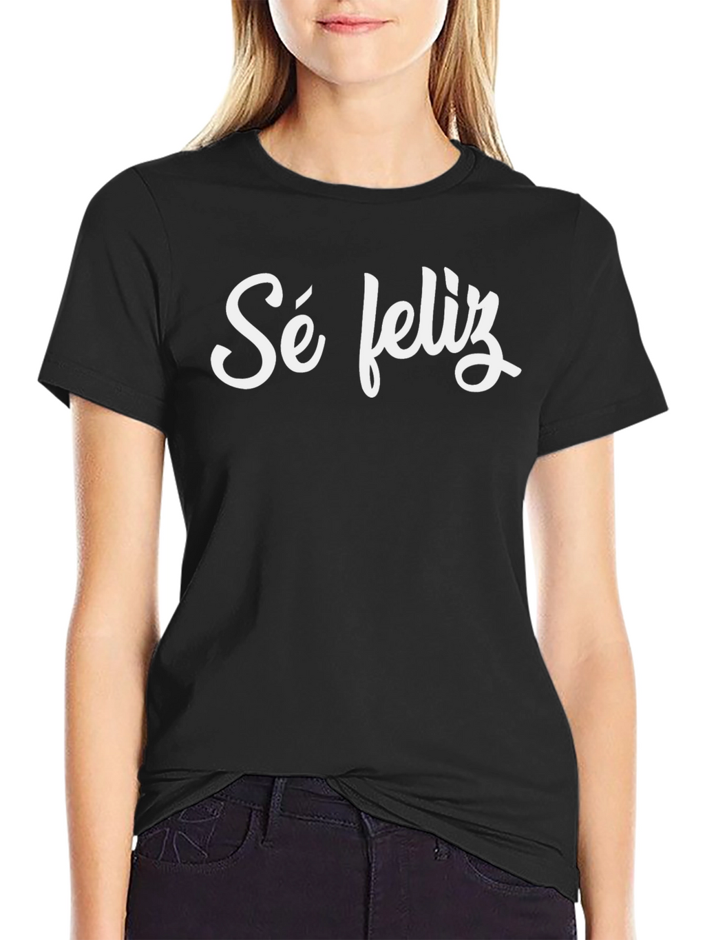 Sé Feliz Black T-Shirt - Be Happy