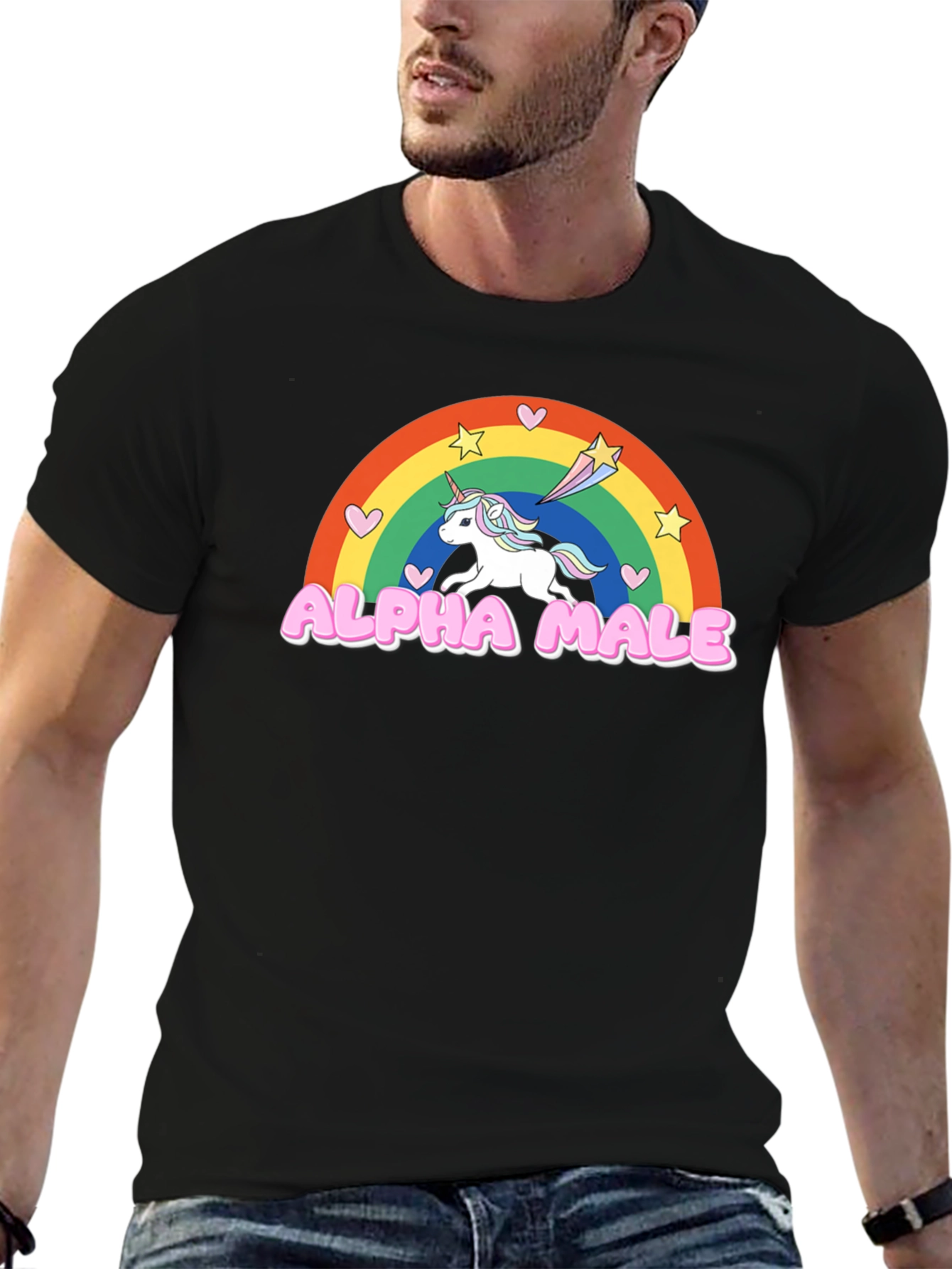 Alpha Male Unicorn Rainbow Graphic Tee