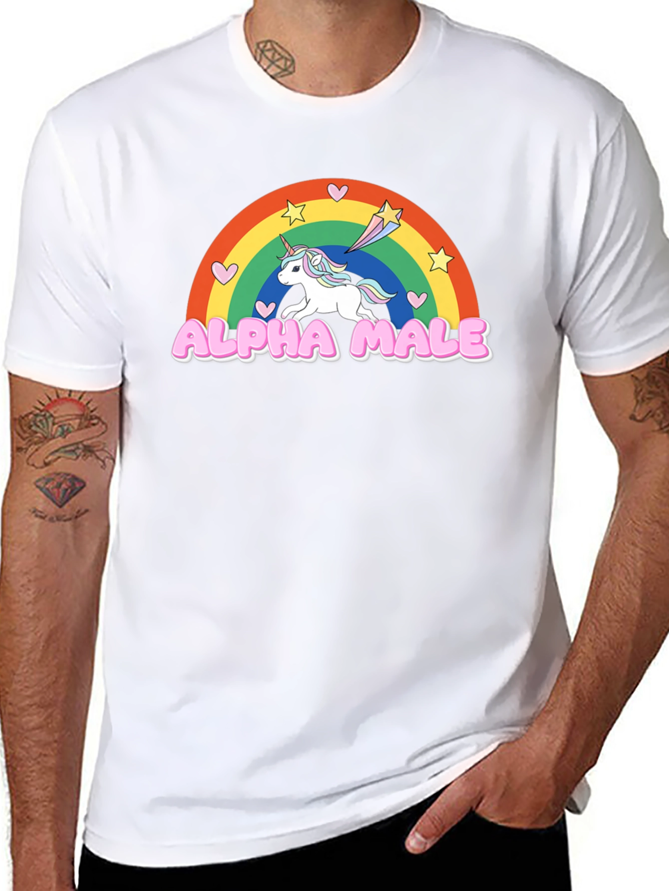 Alpha Male Unicorn Rainbow Graphic Tee