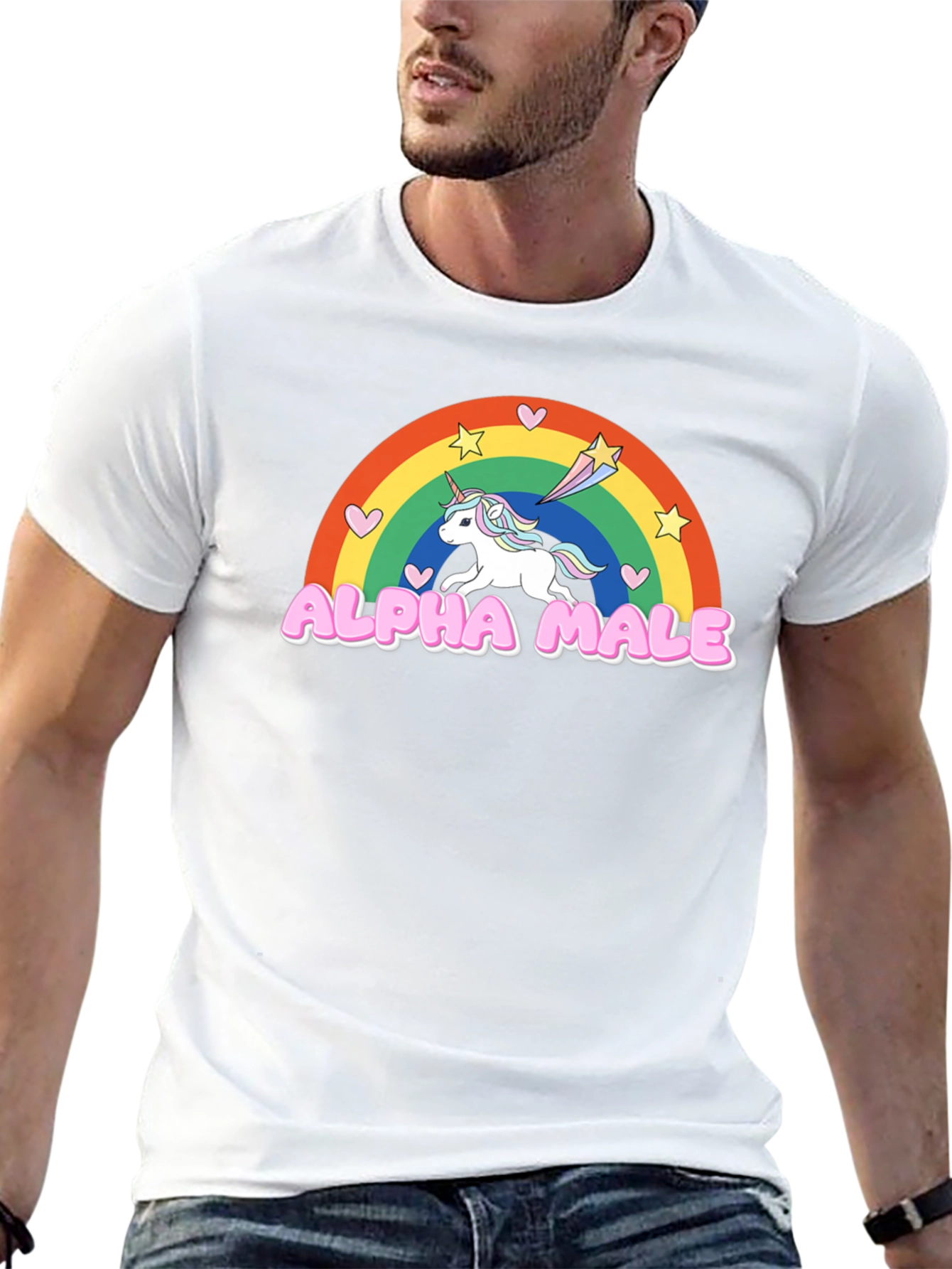 Alpha Male Unicorn Rainbow Graphic Tee