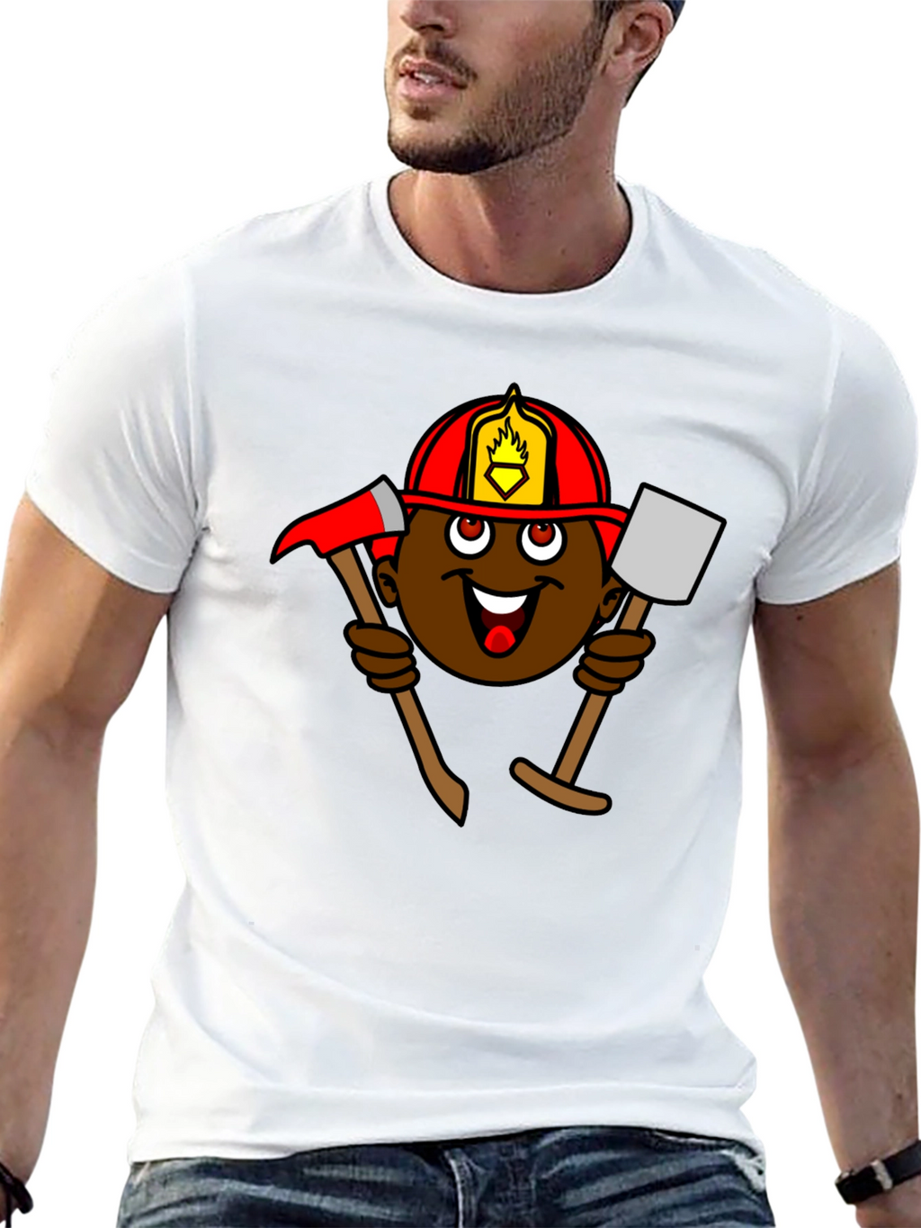 Cartoon Firefighter T-Shirt