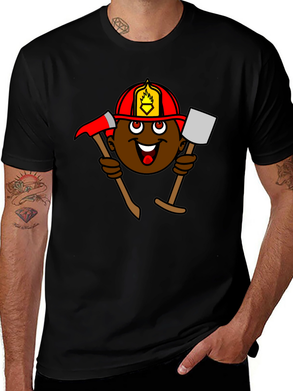 Cartoon Firefighter T-Shirt