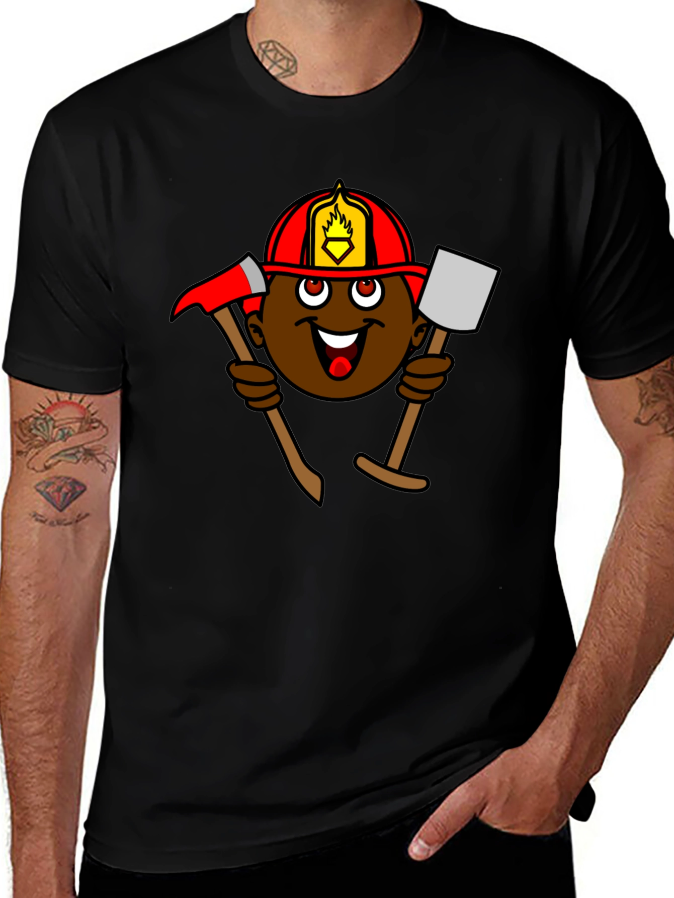 Cartoon Firefighter T-Shirt