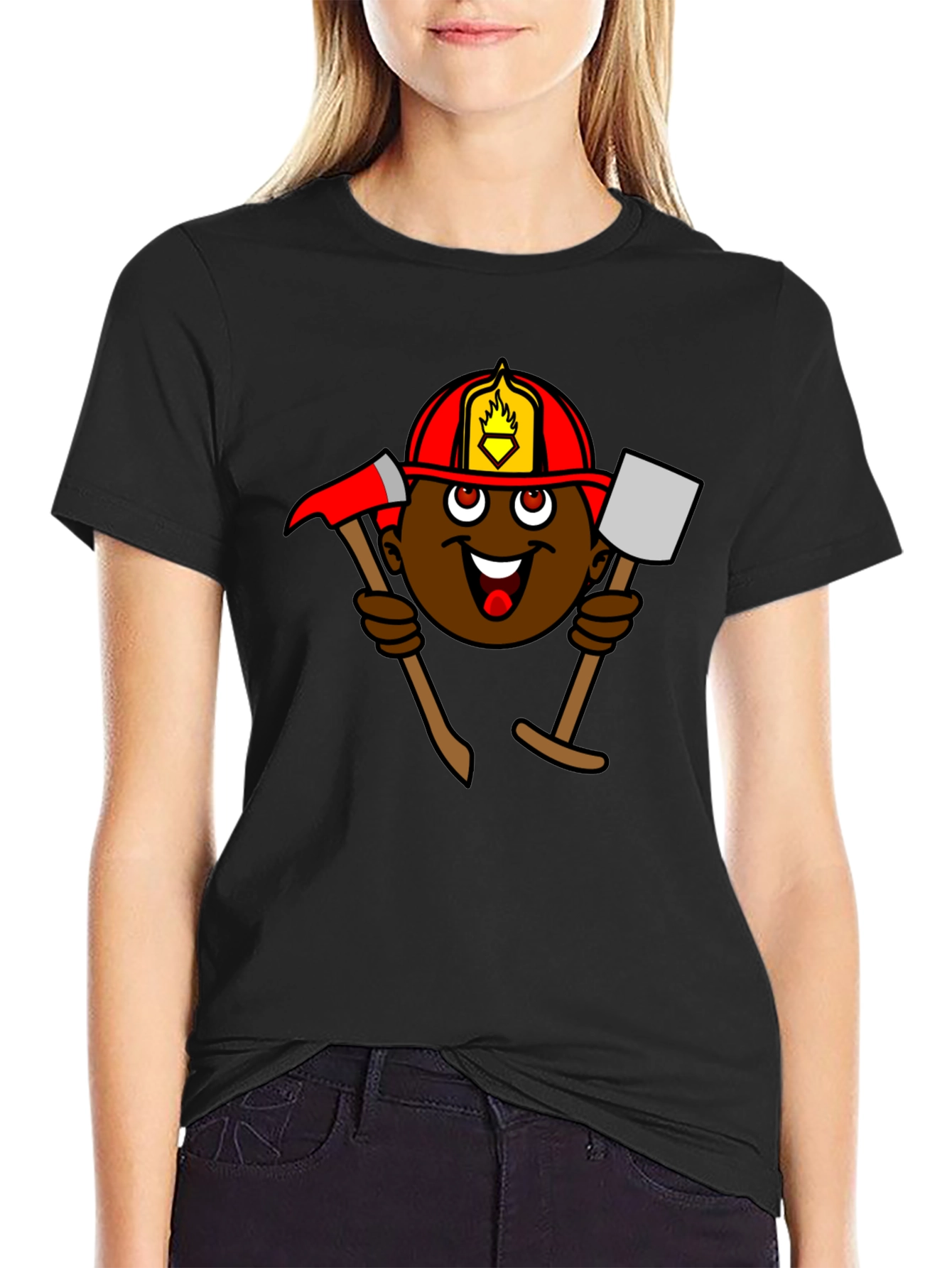 Cartoon Firefighter T-Shirt