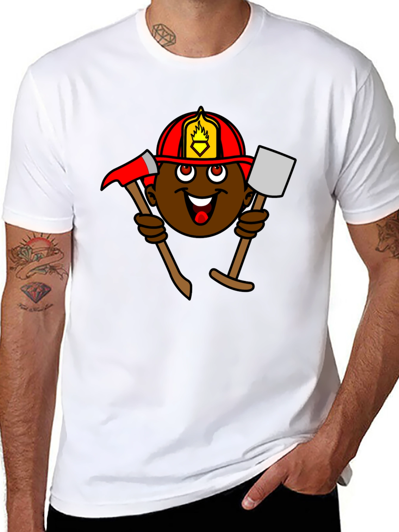 Cartoon Firefighter T-Shirt