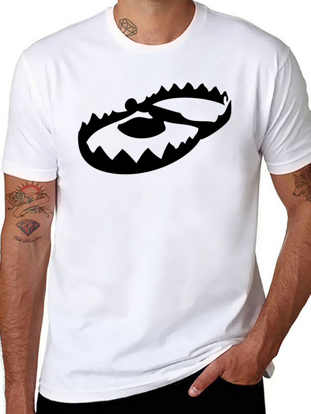 Black Graphic Tee - Bear Trap Design