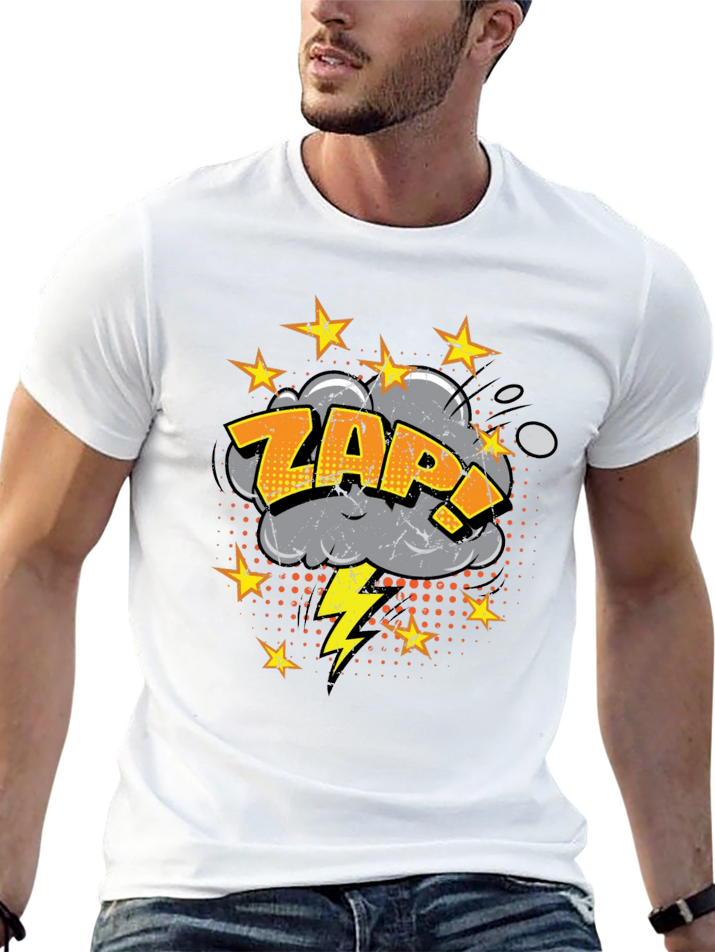 ZAP! Comic Style Graphic Print Black T-Shirt