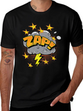 ZAP! Comic Style Graphic Print Black T-Shirt