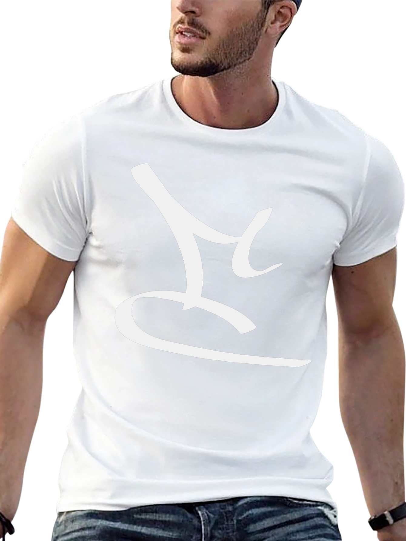 Stylish Black T-Shirt with Abstract White Design