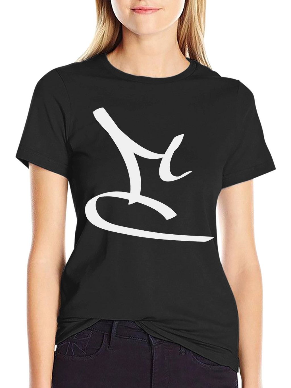 Stylish Black T-Shirt with Abstract White Design