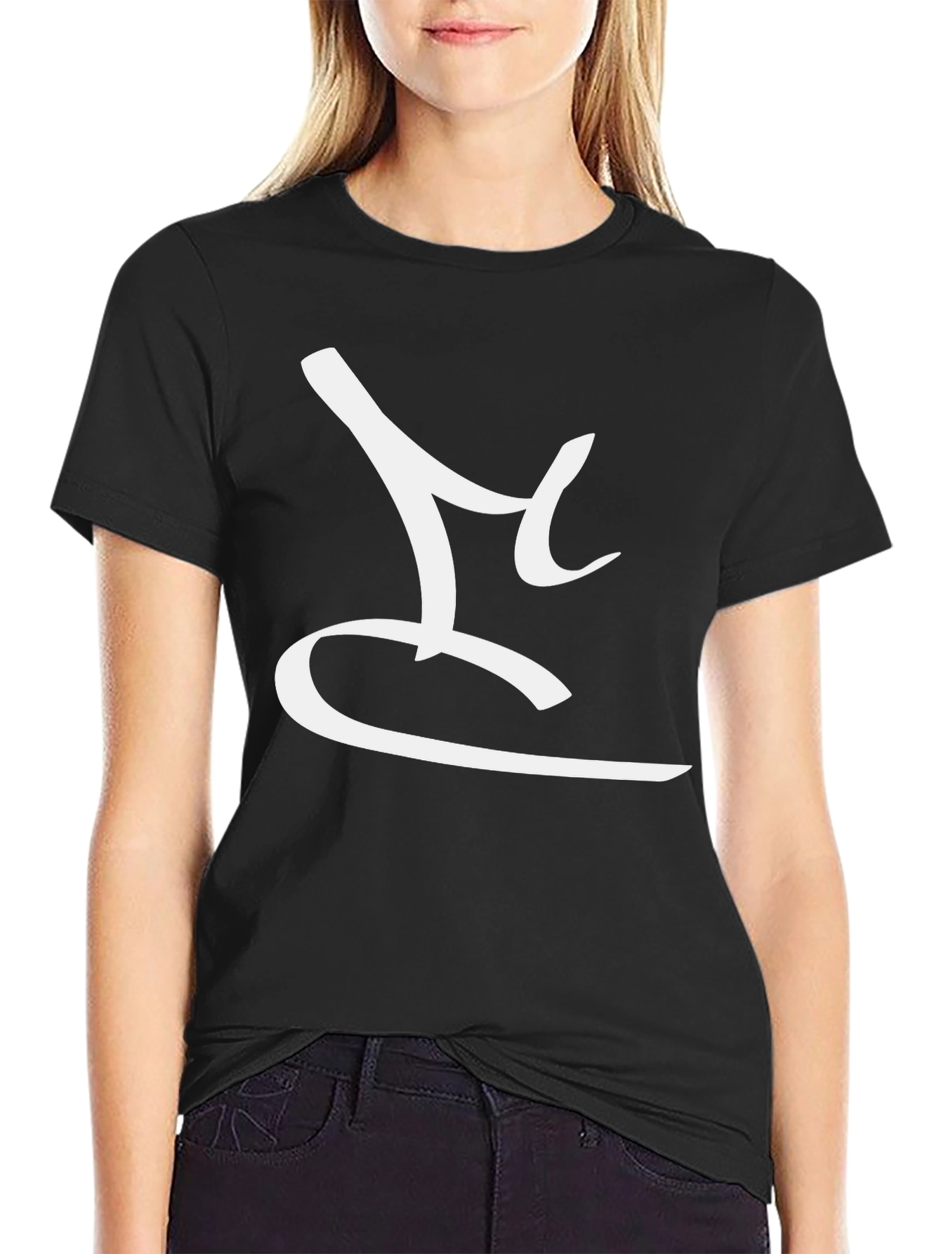 Stylish Black T-Shirt with Abstract White Design