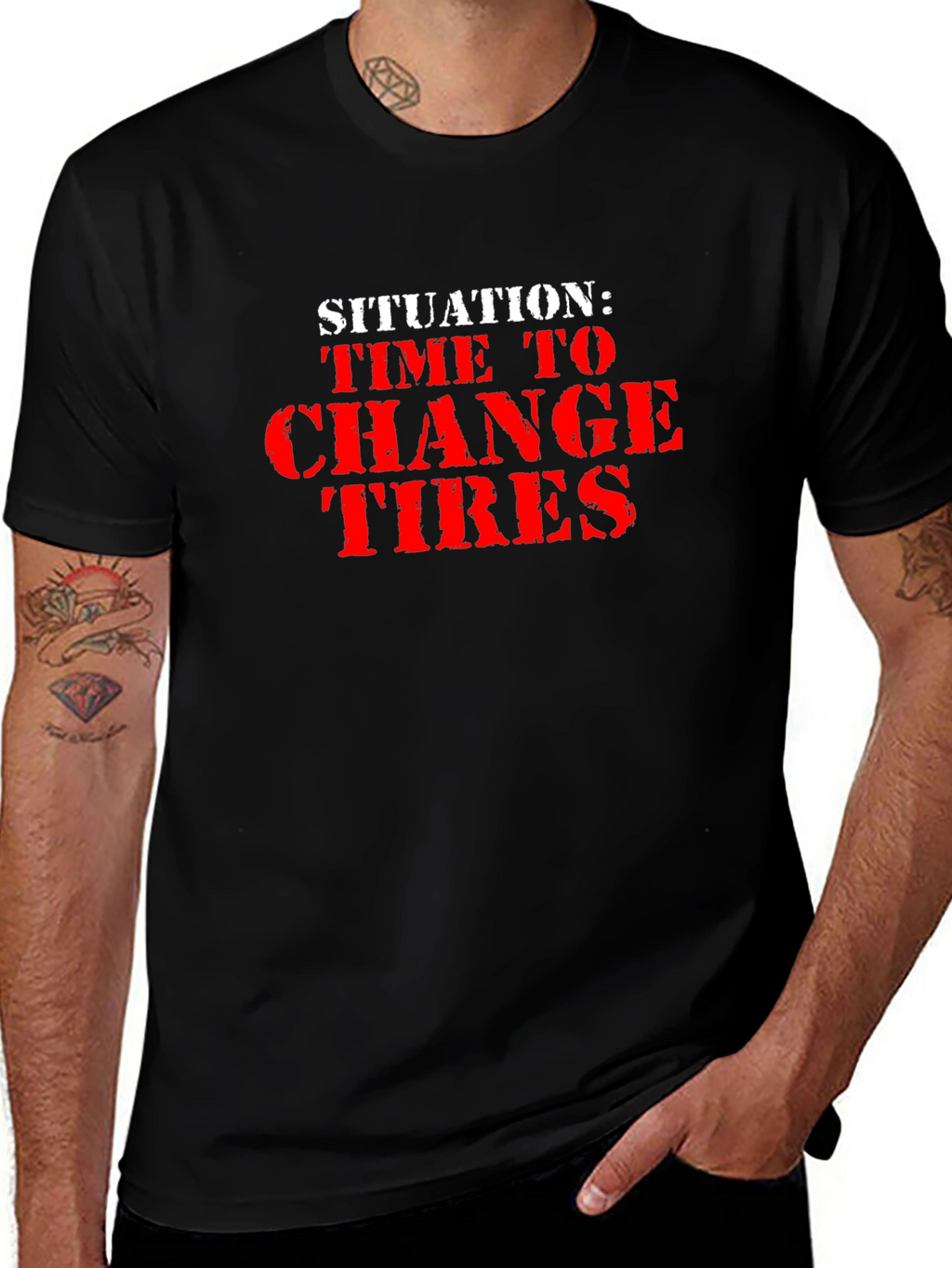 Time to Change Tires Black Graphic Tee