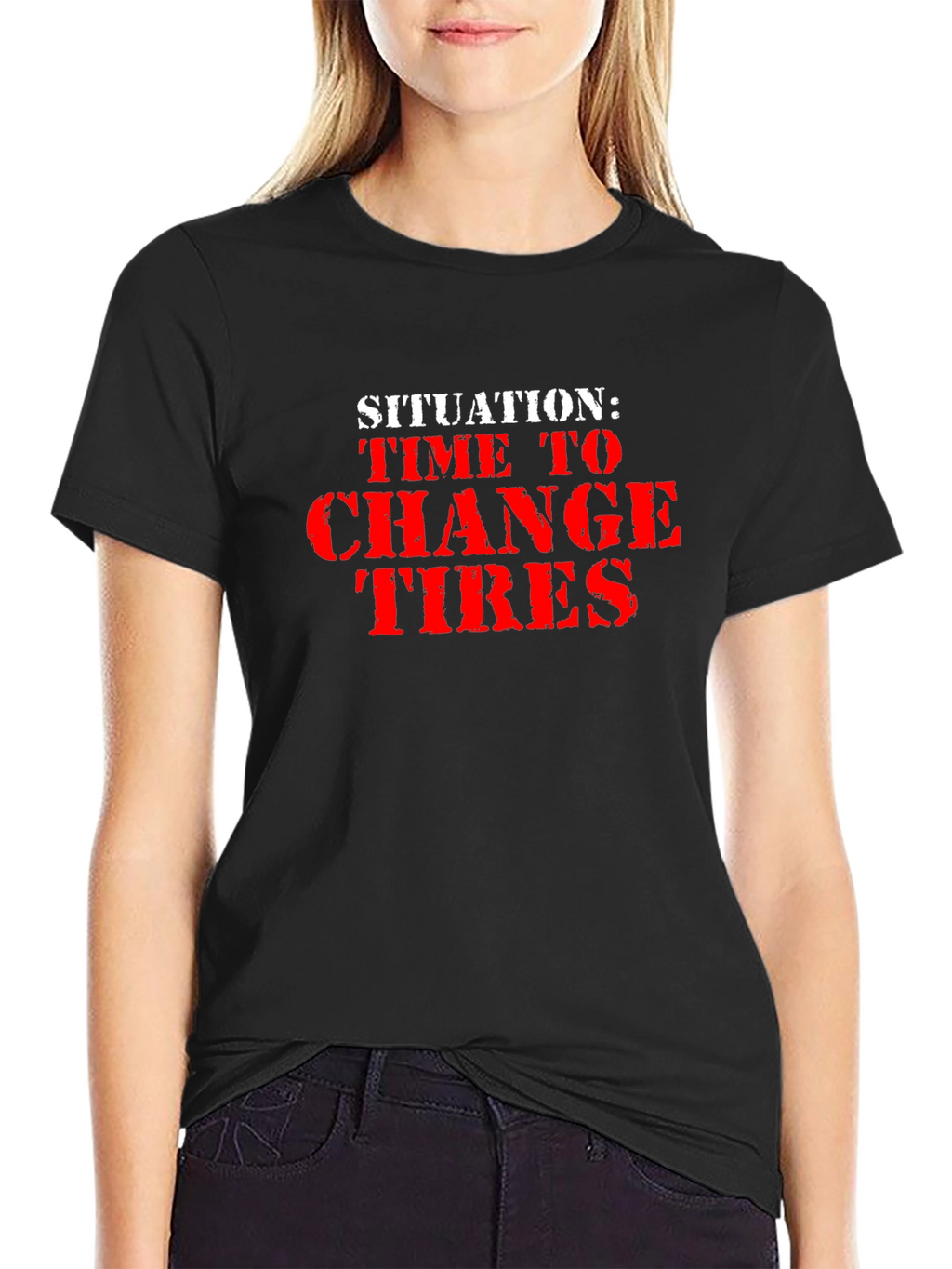 Time to Change Tires Black Graphic Tee