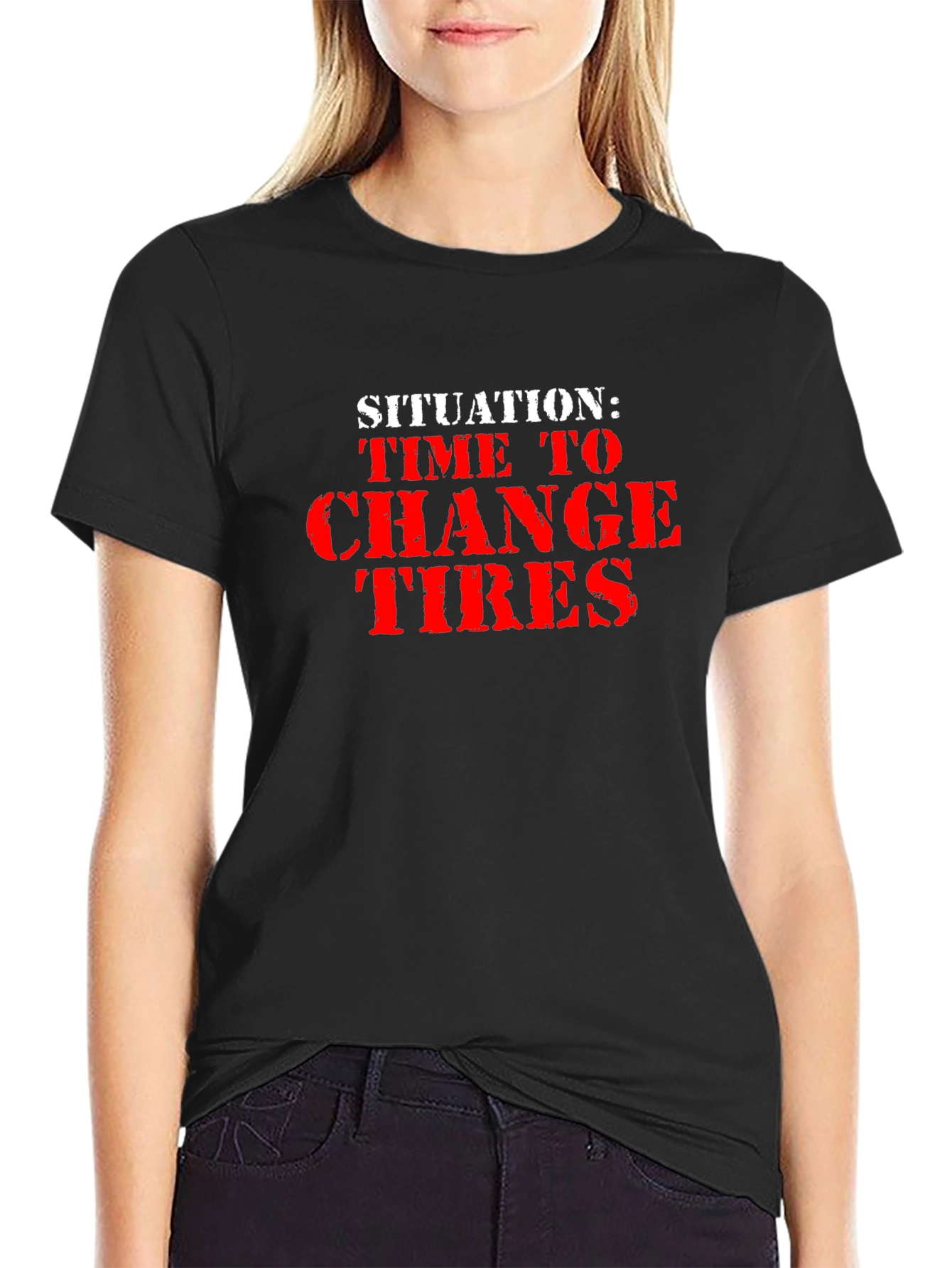 Time to Change Tires Black Graphic Tee