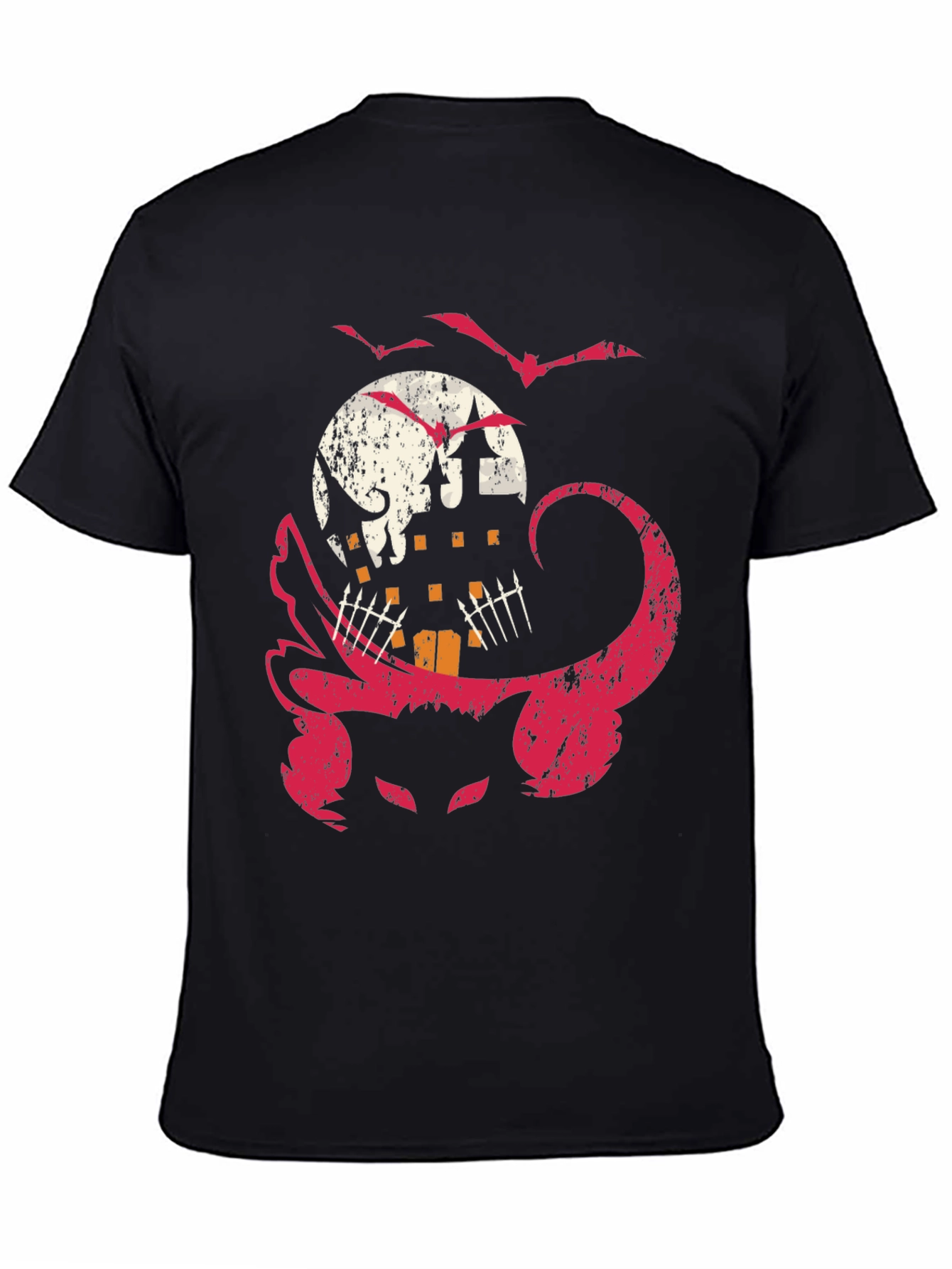 Halloween Cat & Haunted House Graphic Tee