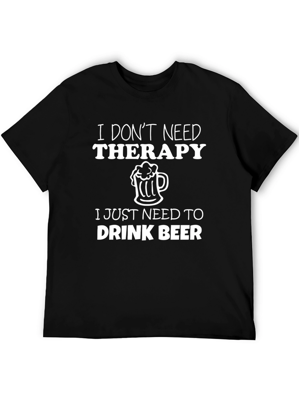 Funny Beer Therapy T-Shirt - Black Cotton Tee