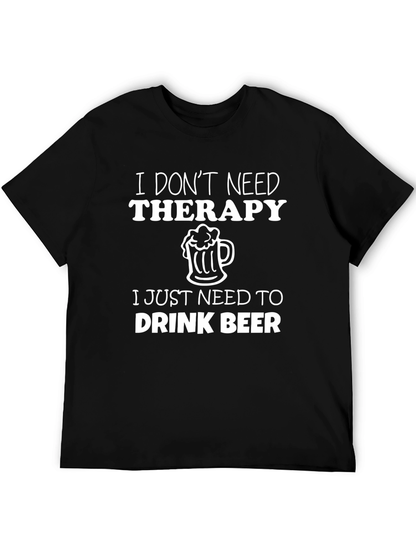 Funny Beer Therapy T-Shirt - Black Cotton Tee