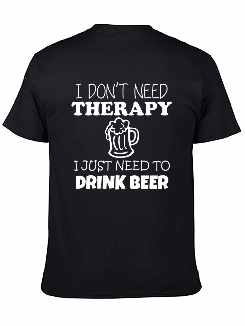 Funny Beer Therapy T-Shirt - Black Cotton Tee