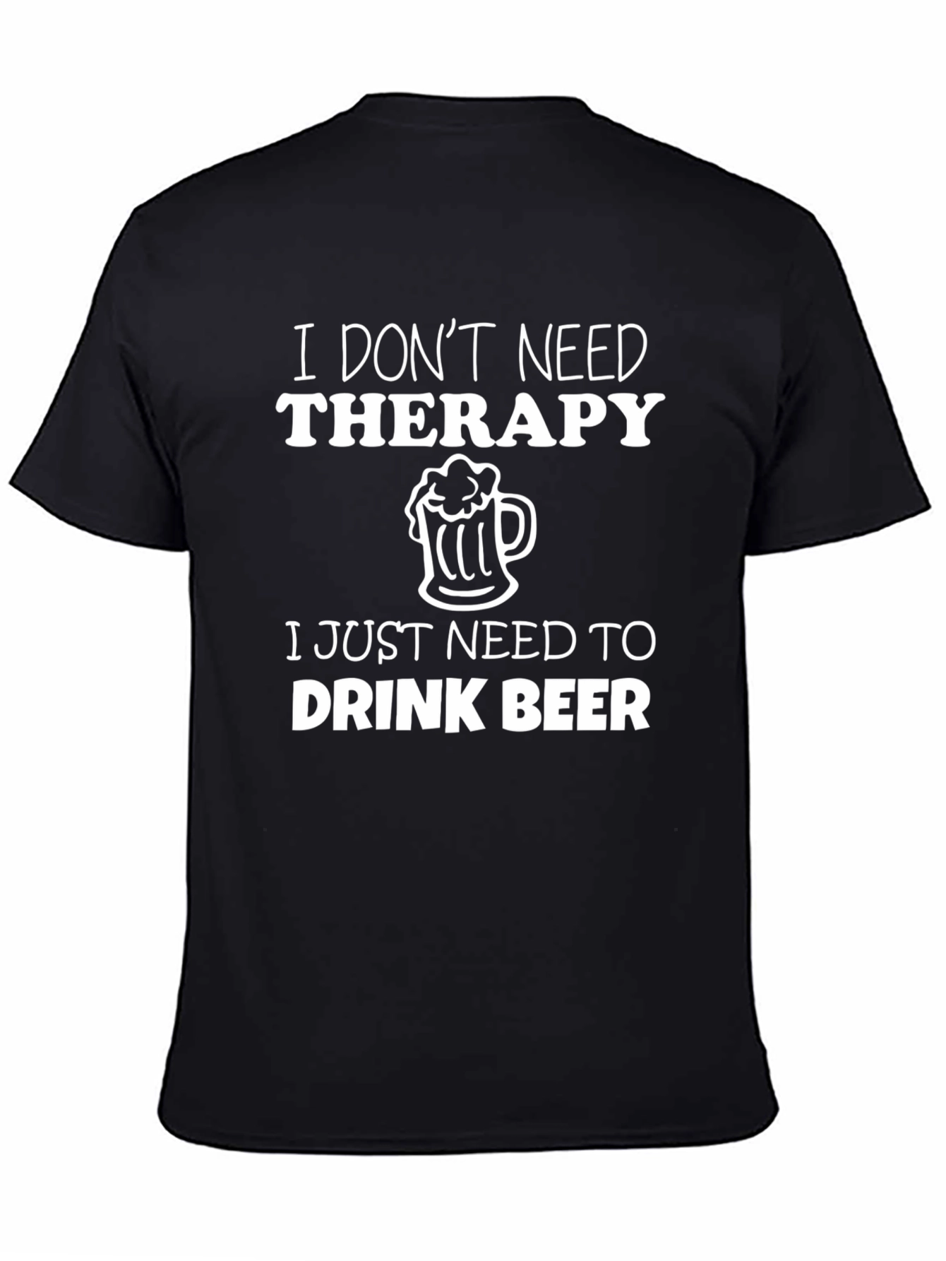Funny Beer Therapy T-Shirt - Black Cotton Tee