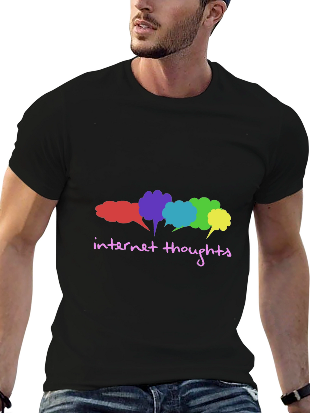 Internet Thoughts Graphic Tee - Trendy Black T-Shirt
