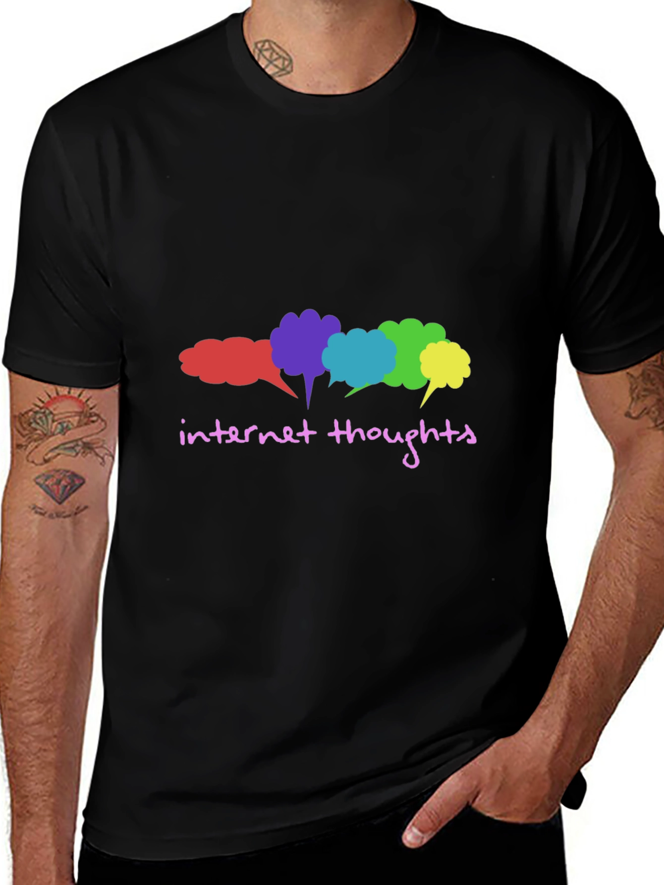 Internet Thoughts Graphic Tee - Trendy Black T-Shirt