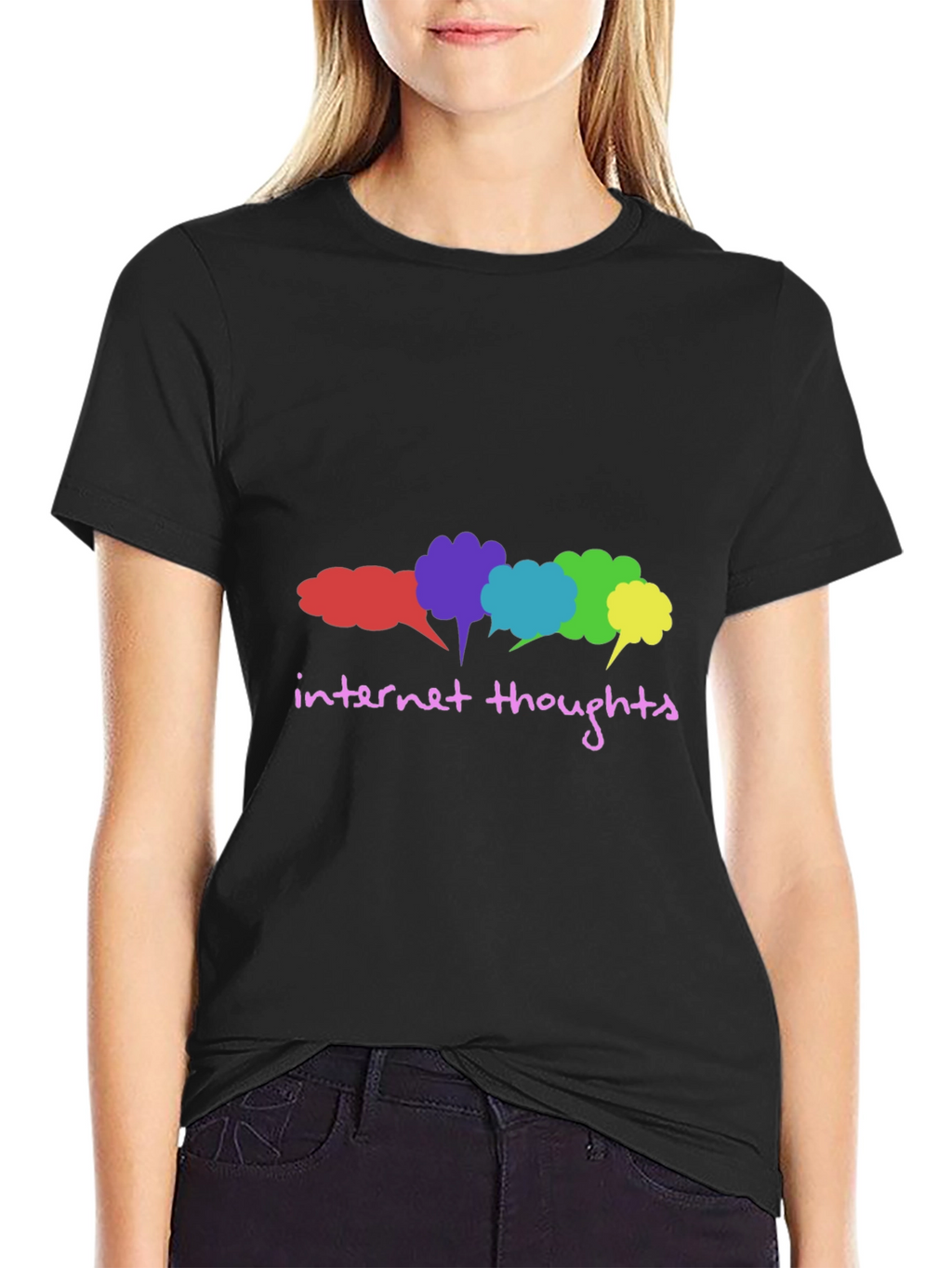 Internet Thoughts Graphic Tee - Trendy Black T-Shirt