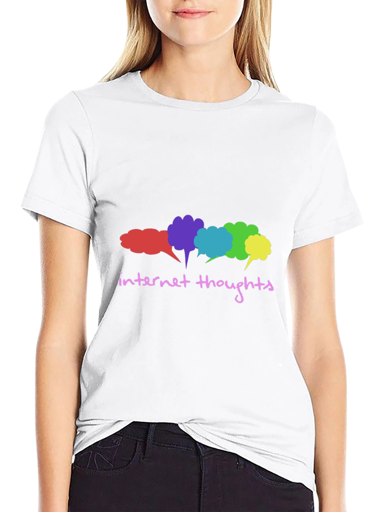 Internet Thoughts Graphic Tee - Trendy Black T-Shirt