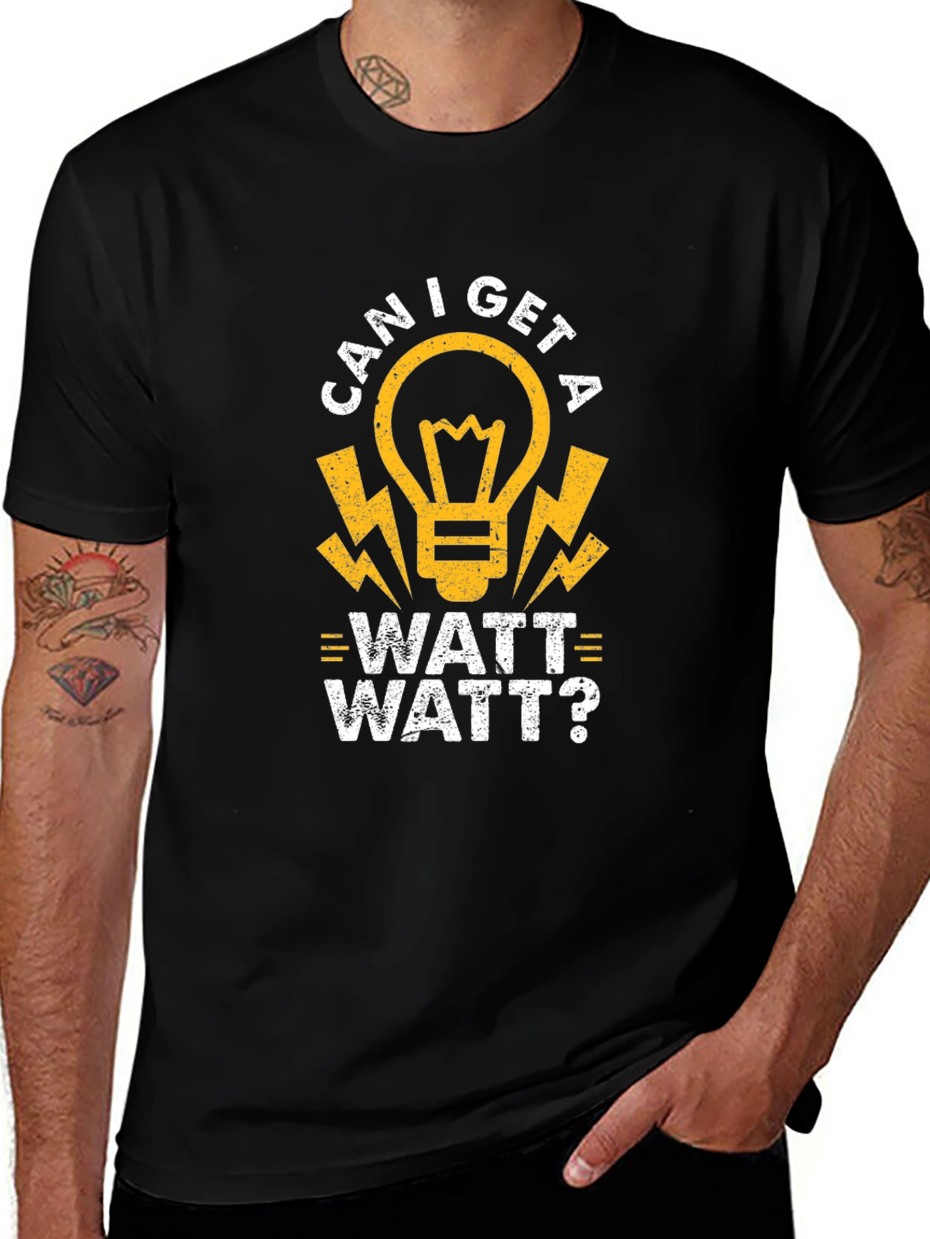 Can I Get A Watt Watt? Funny Electrician T-Shirt