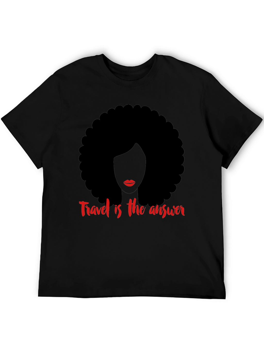 Travel is the Answer T-Shirt Afro Woman Graphic Tee
