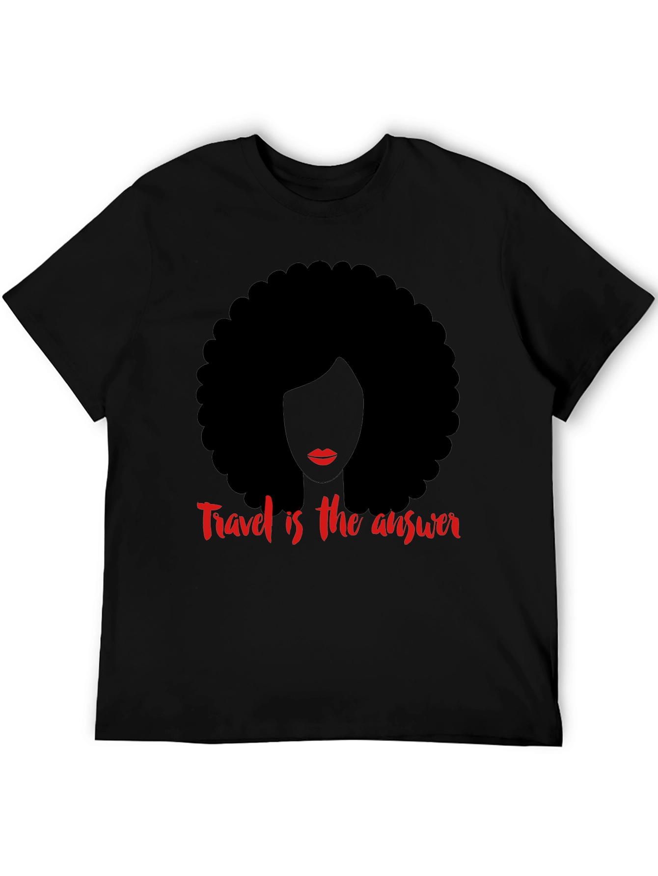 Travel is the Answer T-Shirt Afro Woman Graphic Tee