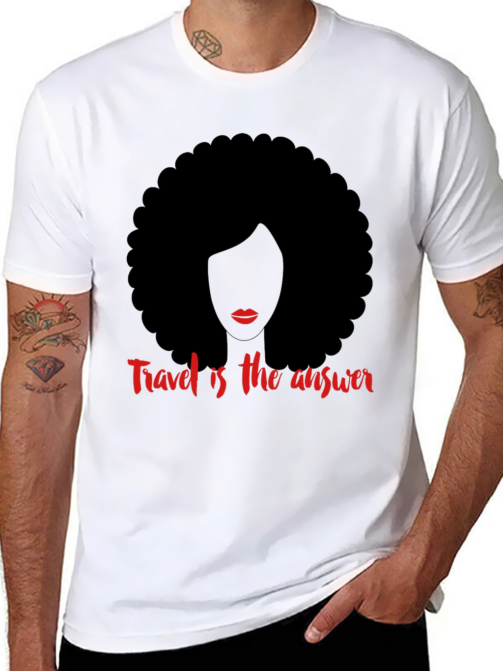Travel is the Answer T-Shirt Afro Woman Graphic Tee