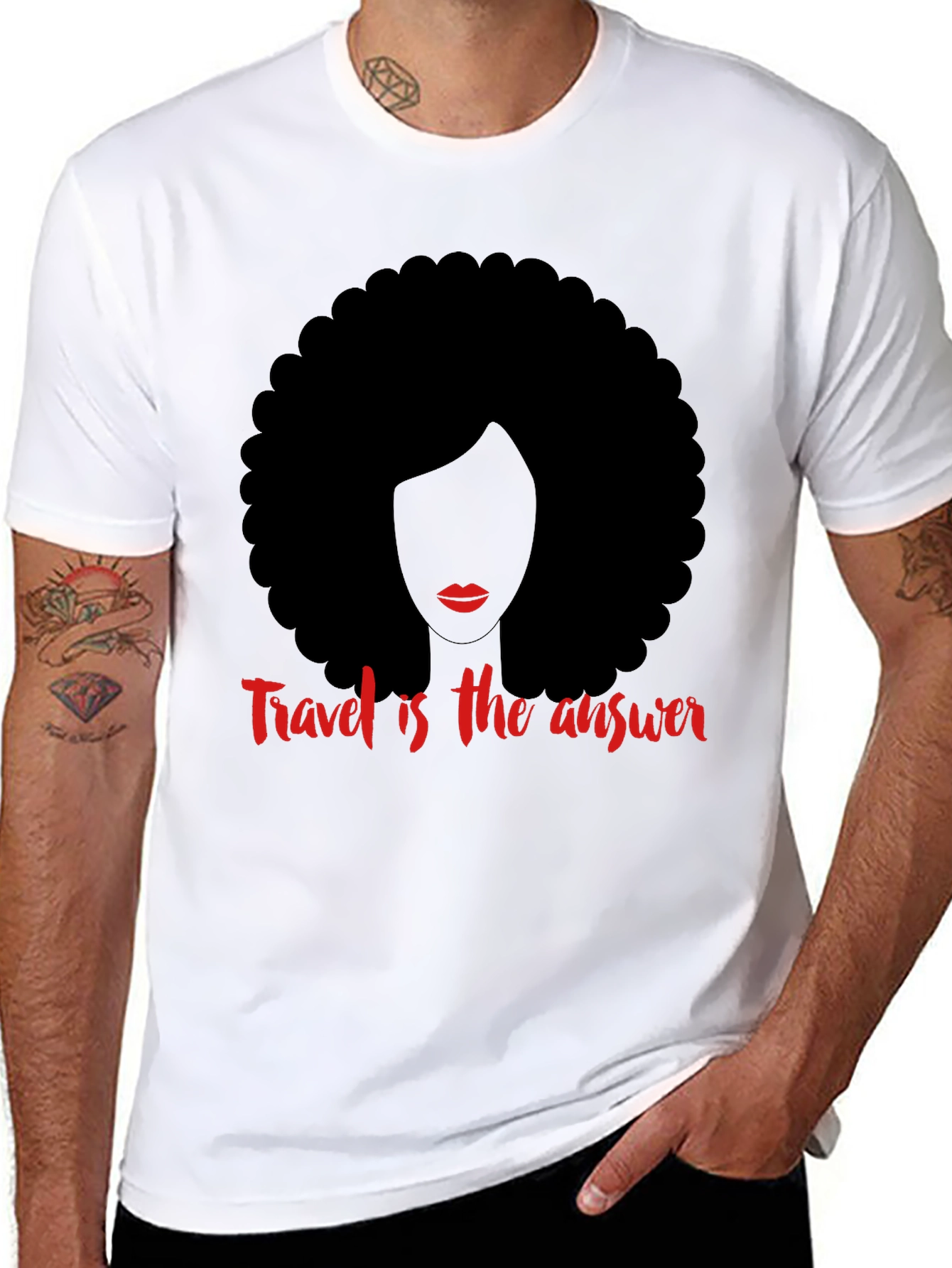 Travel is the Answer T-Shirt Afro Woman Graphic Tee