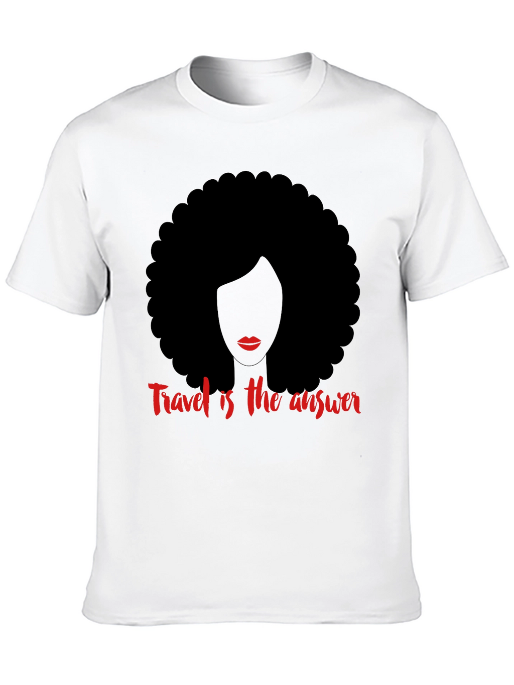 Travel is the Answer T-Shirt Afro Woman Graphic Tee